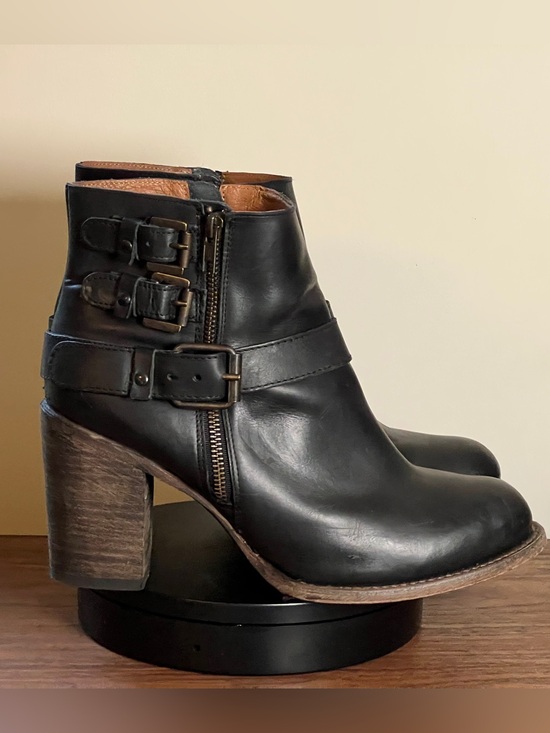 Freebird by Steven Shoes - Freebird Bolo Leather Buckle Heeled Boots - US 12